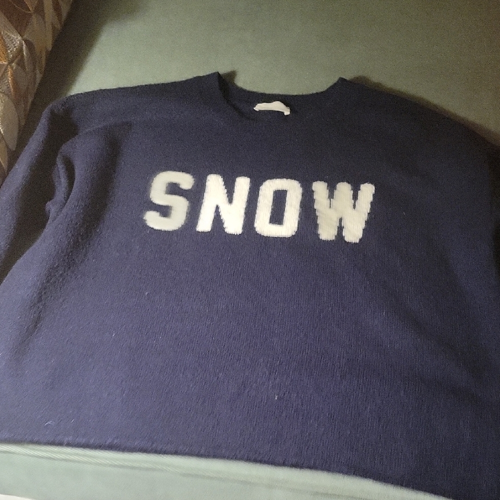 Cozy Navy Blue 'SNOW' Sweater